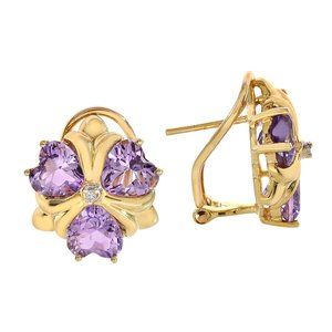 4.5 Ct. tw. Amethyst And Diamond Accent Flower Earrings 14K Gold